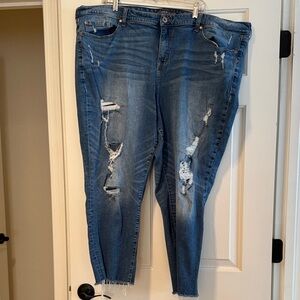 Torrid Blue Distressed Ankle Jeans